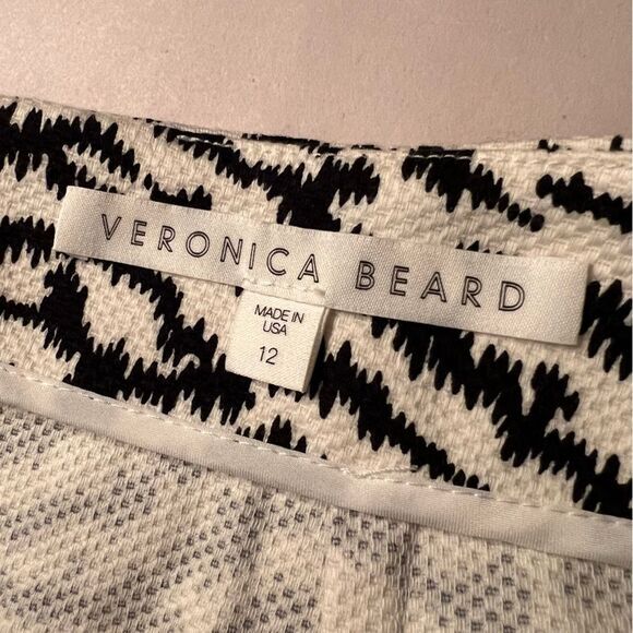 Veronica Beard Midi Seamed Pencil‎ Skirt Womens 12 Black White Tiger Print - Picture 5 of 11